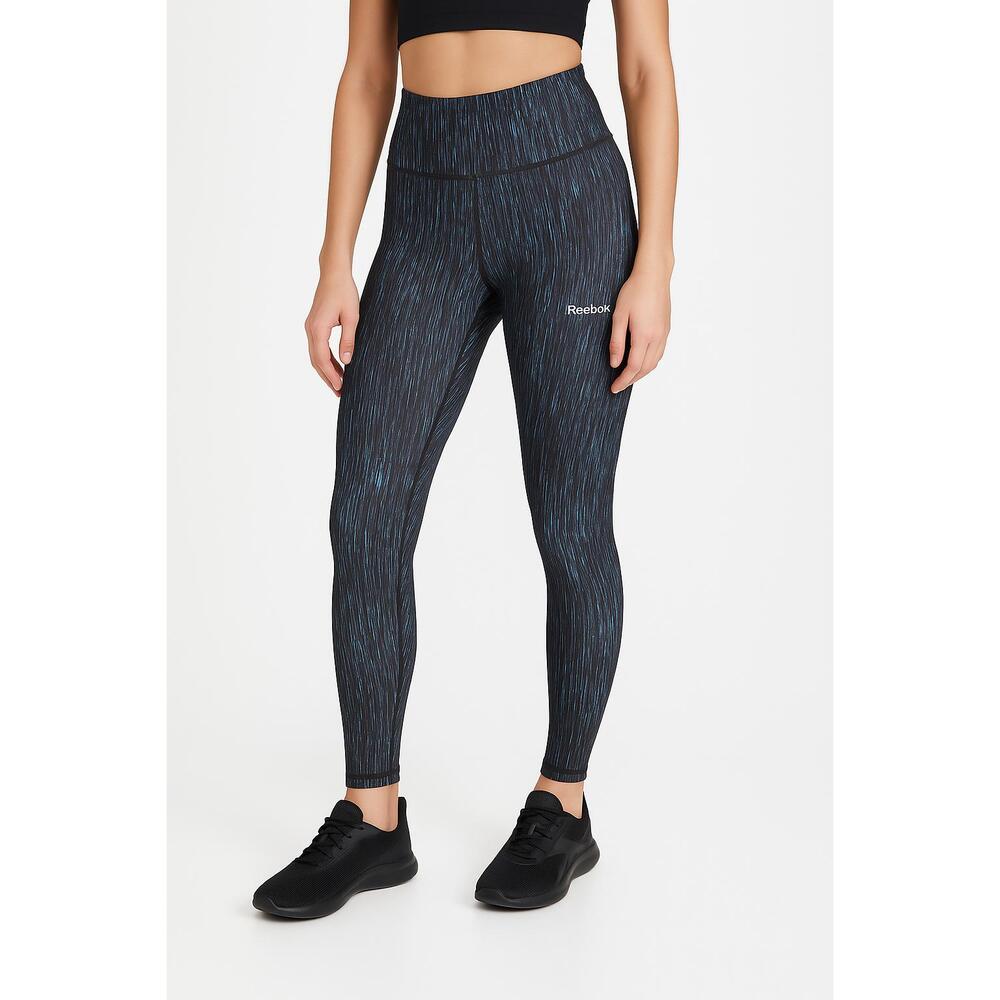 Reebok Leggings Womens Size Small black/Blue HighWaisted Fitted Stretch Active